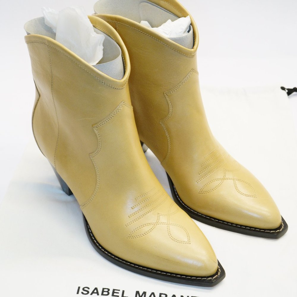 Isabel Marant Darizo Leather Ankle Boots, Beige, New in Box, Bag